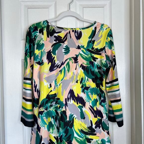 JEAN PIERRE KLIFA Daphne Sheath Dress Yellow Green Size Medium Abstract Bright - Picture 7 of 7